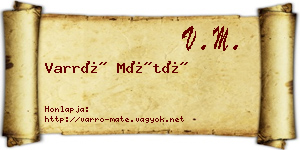 Varró Máté névjegykártya